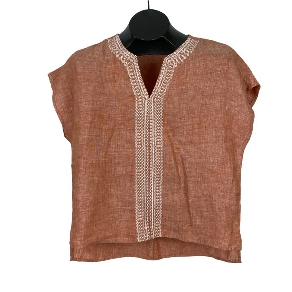 House Of Harlow 1960 100% Linen Top With Embroidered Detail Sizes Small - Picture 1 of 7